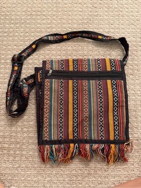Tribe Azure Handcrafted Fair Trade Boho Woven Crossbody Messenger Bag